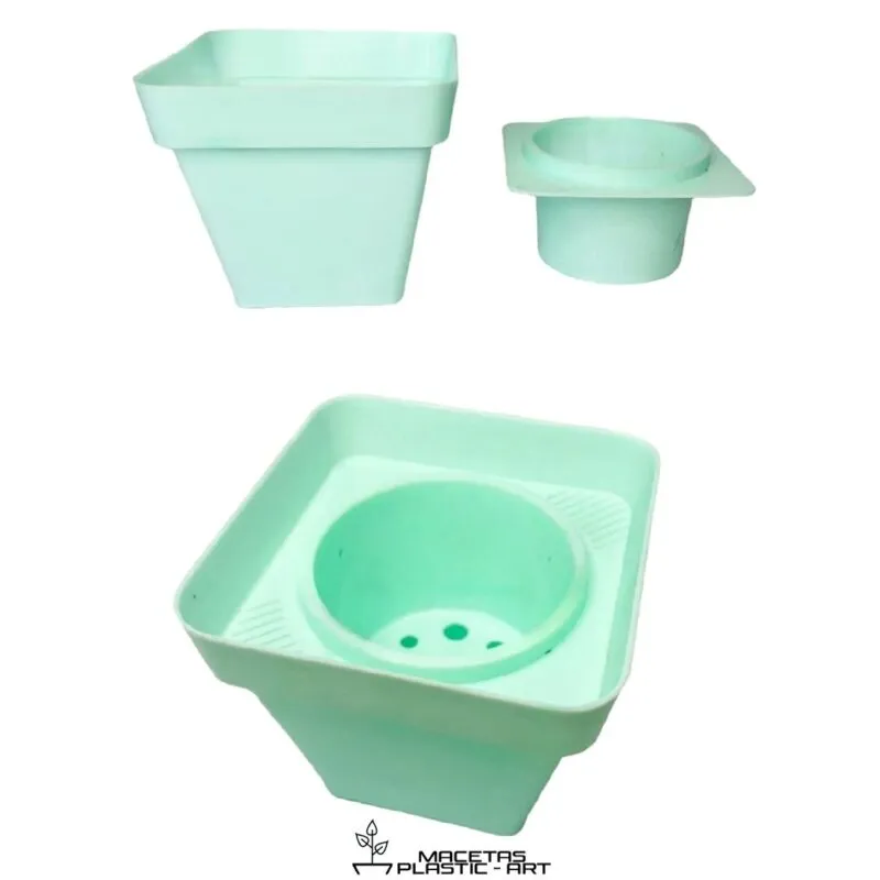 maceta cuadrada de plastico autorriego